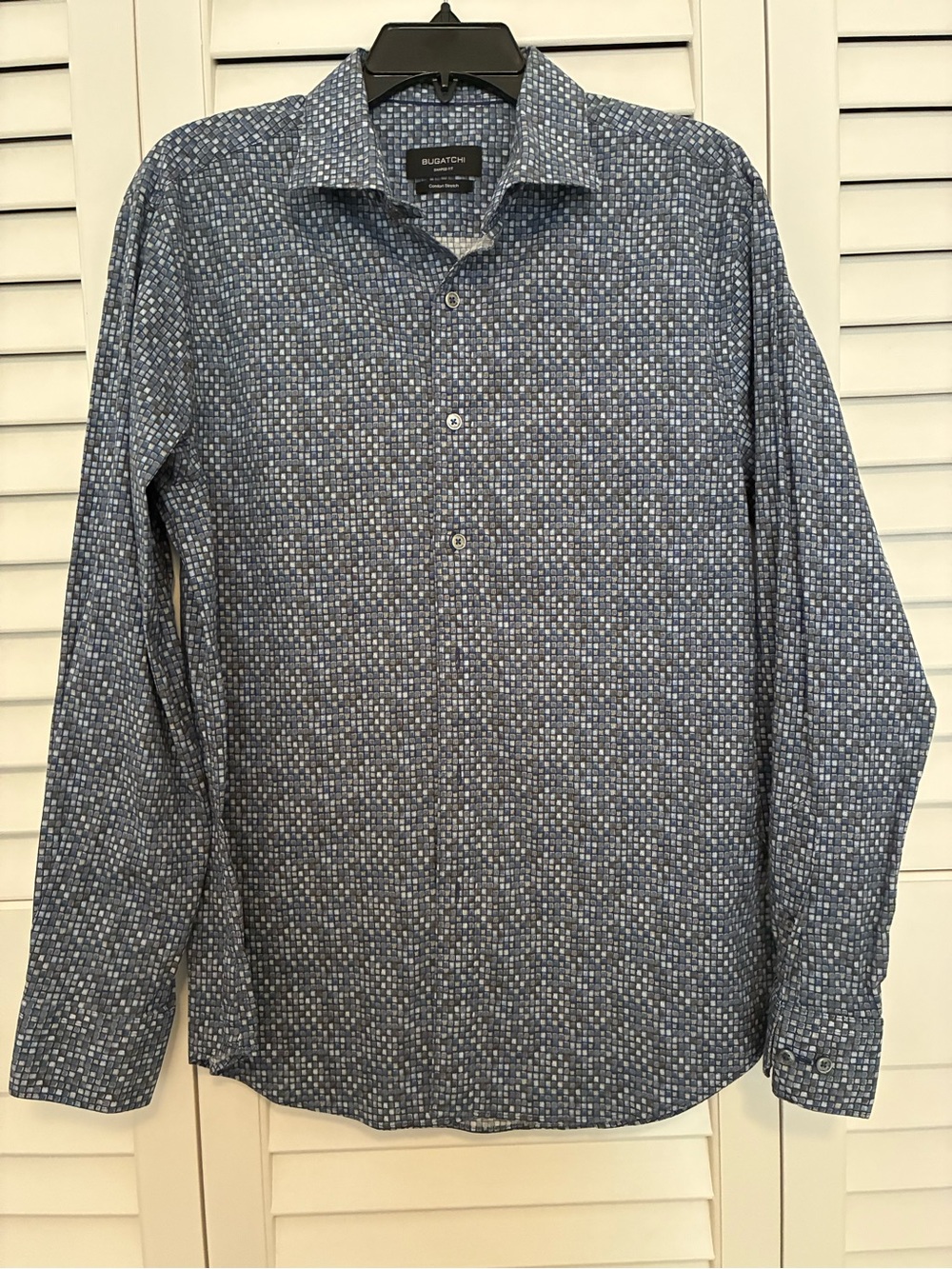 Bugatchi Blue Patterned Long-Sleeve Shirt